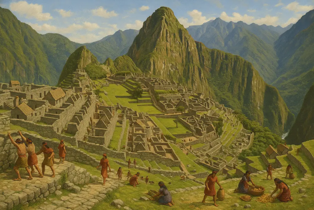 Machu Picchu na época dos incas redesenhada com IA